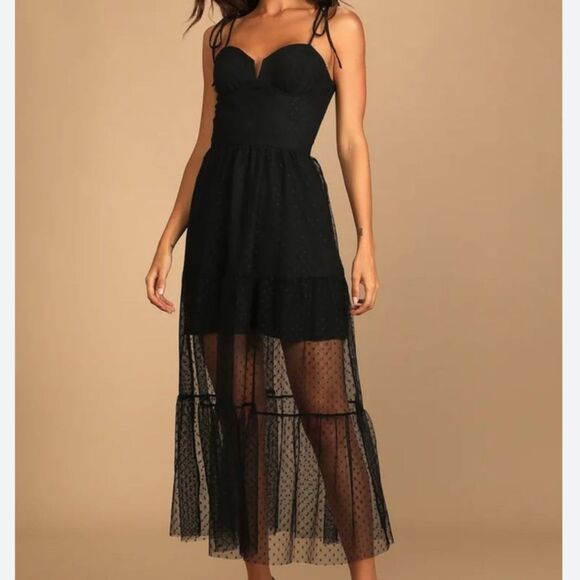 Lulu's Dresses & Skirts - Lulu's Romantic Spot Black Polka Dot Cocktail Dress Medium